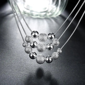 925 Silver Retro Round Beads Snake Chain Necklace for Women