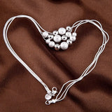 925 Silver Retro Round Beads Snake Chain Necklace for Women