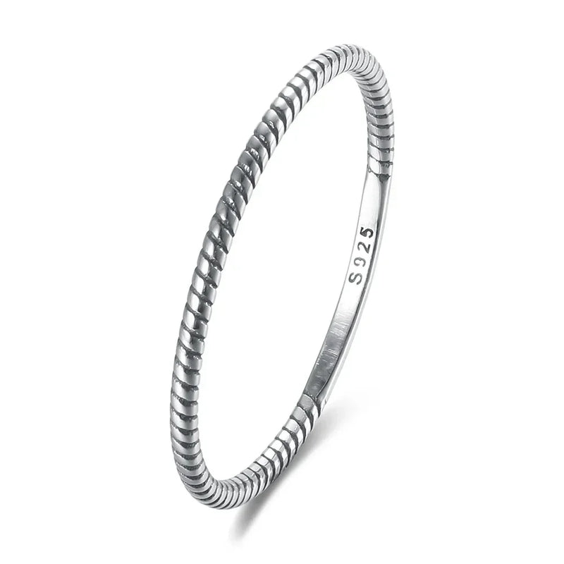 925 Silver Geometric Finger Ring Retro Style Punk Jewelry
