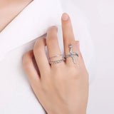 925 Silver Geometric Finger Ring Retro Style Punk Jewelry