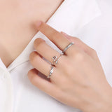 925 Silver Geometric Finger Ring Retro Style Punk Jewelry