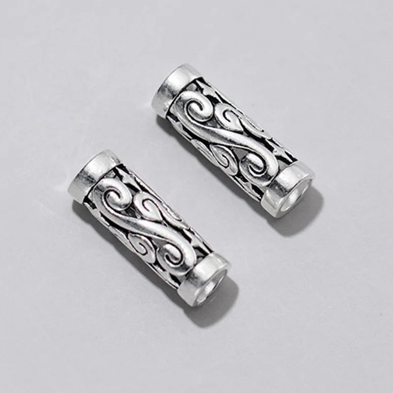 925 Sterling Silver Flower Tube Beads 16mm DIY Jewelry Making
