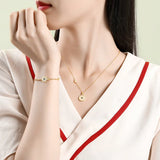 925 Silver Jade Pipa Pendant Necklace Women 18k Plating Jewelry