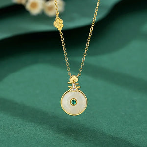 925 Silver Jade Pipa Pendant Necklace Women 18k Plating Jewelry
