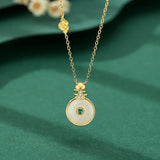 925 Silver Jade Pipa Pendant Necklace Women 18k Plating Jewelry