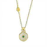 925 Silver Jade Pipa Pendant Necklace Women 18k Plating Jewelry