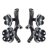 925 Silver Retro Plum Flower Earrings Vintage Jewelry Girl Gift