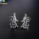 925 Silver Retro Plum Flower Earrings Vintage Jewelry Girl Gift