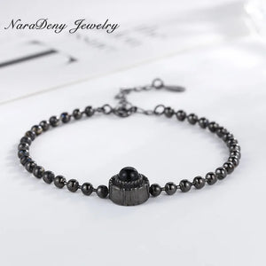 925 Silver Retro Bead Chain Bracelet Bangle Fine Jewelry Girls Gift