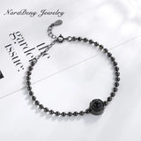 925 Silver Retro Bead Chain Bracelet Bangle Fine Jewelry Girls Gift
