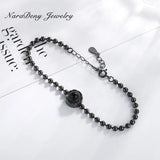 925 Silver Retro Bead Chain Bracelet Bangle Fine Jewelry Girls Gift