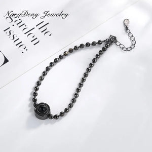925 Silver Retro Bead Chain Bracelet Bangle Fine Jewelry Girls Gift