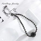 925 Silver Retro Bead Chain Bracelet Bangle Fine Jewelry Girls Gift