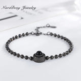 925 Silver Retro Bead Chain Bracelet Bangle Fine Jewelry Girls Gift