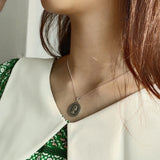925 Silver Goddess Coin Pendant Necklace Antique Ball Chain Elizabeth Necklaces