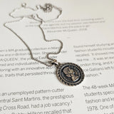 925 Silver Goddess Coin Pendant Necklace Antique Ball Chain Elizabeth Necklaces