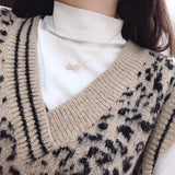 925 Silver Rhinestone Bow Necklace Zirconia Choker
