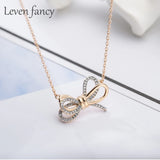 925 Silver Rhinestone Bow Necklace Zirconia Choker