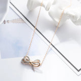 925 Silver Rhinestone Bow Necklace Zirconia Choker