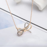 925 Silver Rhinestone Bow Necklace Zirconia Choker