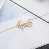 925 Silver Rhinestone Bow Necklace Zirconia Choker