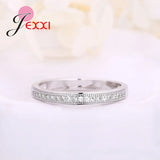 925 Silver Rhinestone Crystal Love Ring Wedding Engagement Zircon Finger Jewelry
