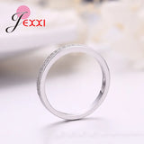 925 Silver Rhinestone Crystal Love Ring Wedding Engagement Zircon Finger Jewelry