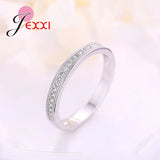 925 Silver Rhinestone Crystal Love Ring Wedding Engagement Zircon Finger Jewelry
