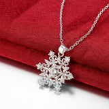 925 Sterling Silver Rhinestone Snowflake Pendant&Necklace
