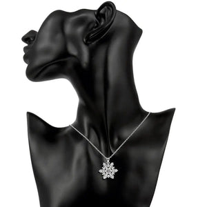 925 Sterling Silver Rhinestone Snowflake Pendant&Necklace