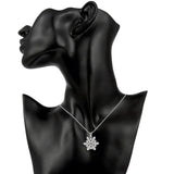 925 Sterling Silver Rhinestone Snowflake Pendant&Necklace