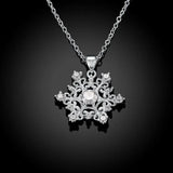 925 Sterling Silver Rhinestone Snowflake Pendant&Necklace