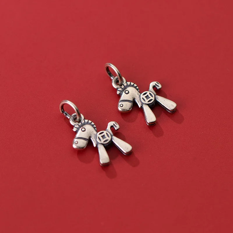 925 Silver Baby Horse Charm Pendant Lucky Blessing DIY Jewelry