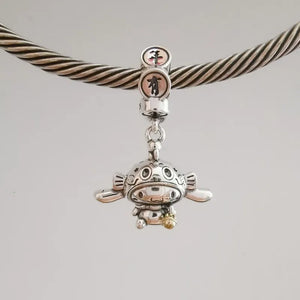925 Sterling Silver Rich Cartoon Dangle Pendant Charm European Jewelry