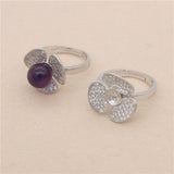925 Silver Ring Base Setting 16mm Adjustable CZ Tray Platinum Plated Women Gift