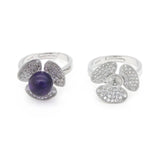 925 Silver Ring Base Setting 16mm Adjustable CZ Tray Platinum Plated Women Gift