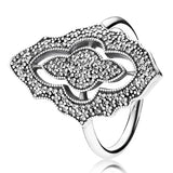 925 Silver Ribbon Twisting Lace Circle Ring Women Gift Jewelry