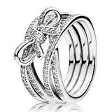 925 Silver Ribbon Twisting Lace Circle Ring Women Gift Jewelry