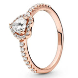 925 Silver Ring Elevated Red Heart Crystal Women Birthday Gift DIY
