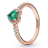 925 Silver Heart Ring with Colorful Crystal, Women's Birthday Gift Jewelry