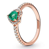925 Silver Ring Red Heart Crystal Women's Birthday Gift DIY Jewelry