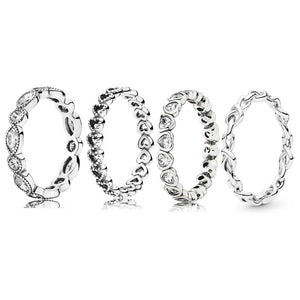 925 Silver Ring Linked Love Knotted Heart Emotional Bonds