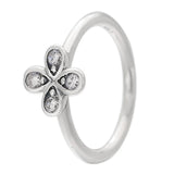 925 Silver Ring Lucky In Love Clover Signature Lock Ear Of Wheat Lively