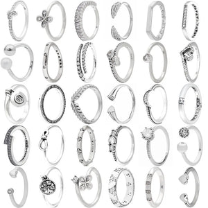 925 Silver Ring Lucky In Love Clover Signature Lock Ear Of Wheat Lively