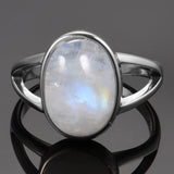 925 Sterling Silver Ring Natural Moonstone Jewelry Rings Gemstone Vintage Jewelr