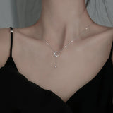 925 Sterling Silver Zircon Tassel Pendant Necklace