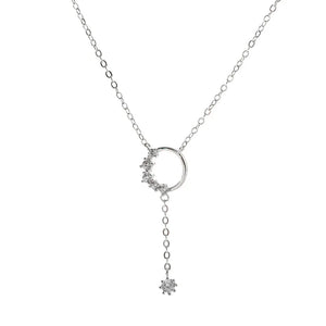 925 Sterling Silver Zircon Tassel Pendant Necklace