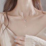925 Sterling Silver Zircon Tassel Pendant Necklace