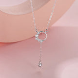 925 Sterling Silver Zircon Tassel Pendant Necklace