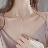 925 Sterling Silver Zircon Tassel Pendant Necklace